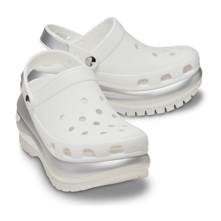 Mega Crush Metallic Clog - White/Silver